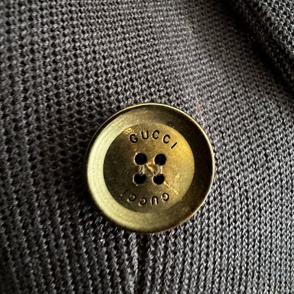 Gucci Navy Double-Breasted Blazer | Gold Logo Buttons | IT 38 - Picture 4 of 14